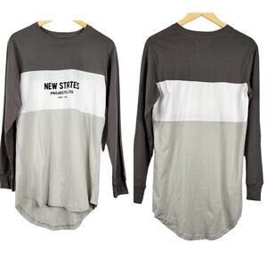 CUTS X Cotton Longline Fit Curve Hem Long‎ Sleeve Tee Mens Size XS